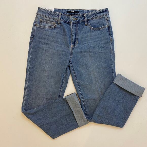 Sam Edelman Womens The Kitten Straight Mid Rise Crop Blue Denim Jeans 10/30 NWT - Picture 1 of 9